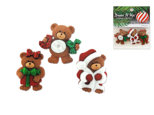 Christmas Bears Button Embellishments