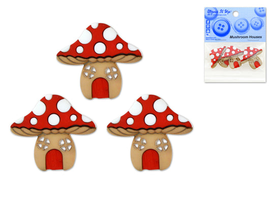 Mushroom Houses Button Embellishments
