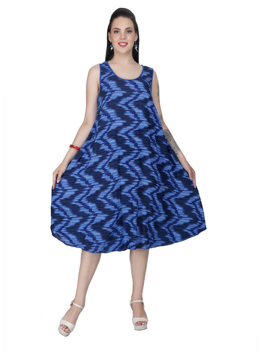 Sleeveless Abstract Print Summer Dress